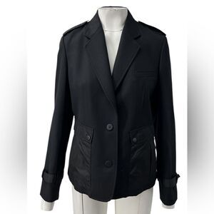 Burberry London Wool Blazer Nylon Pockets Black Womens 4
